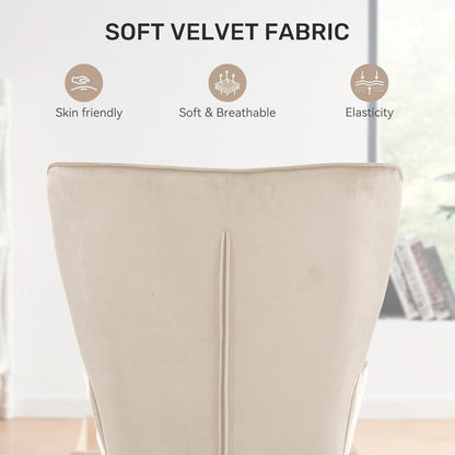 Eleganter Ohrensessel mit Hocker, Beige, bis 150 kg
