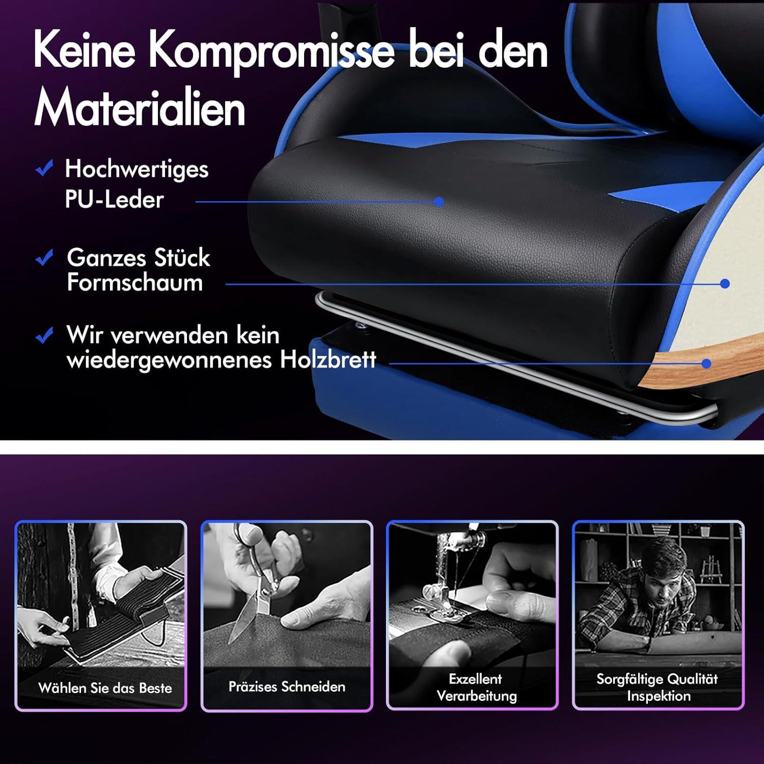 ALFORDSON Gamer-Stuhl Racing-Sessel 8 Massagepunkte 150° Neigung ergonomisch