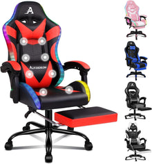 Massage-Gaming-Stuhl LED Neigung ergonomisch Fußstütze