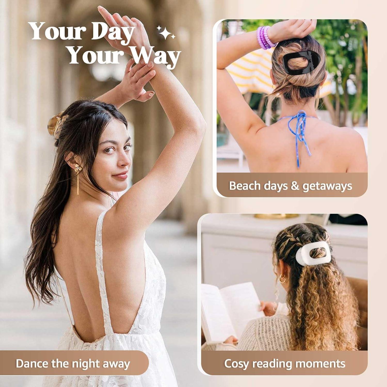 5er Set Flache Haarspangen Damen Groß Rutschfest Elegante Haarspange