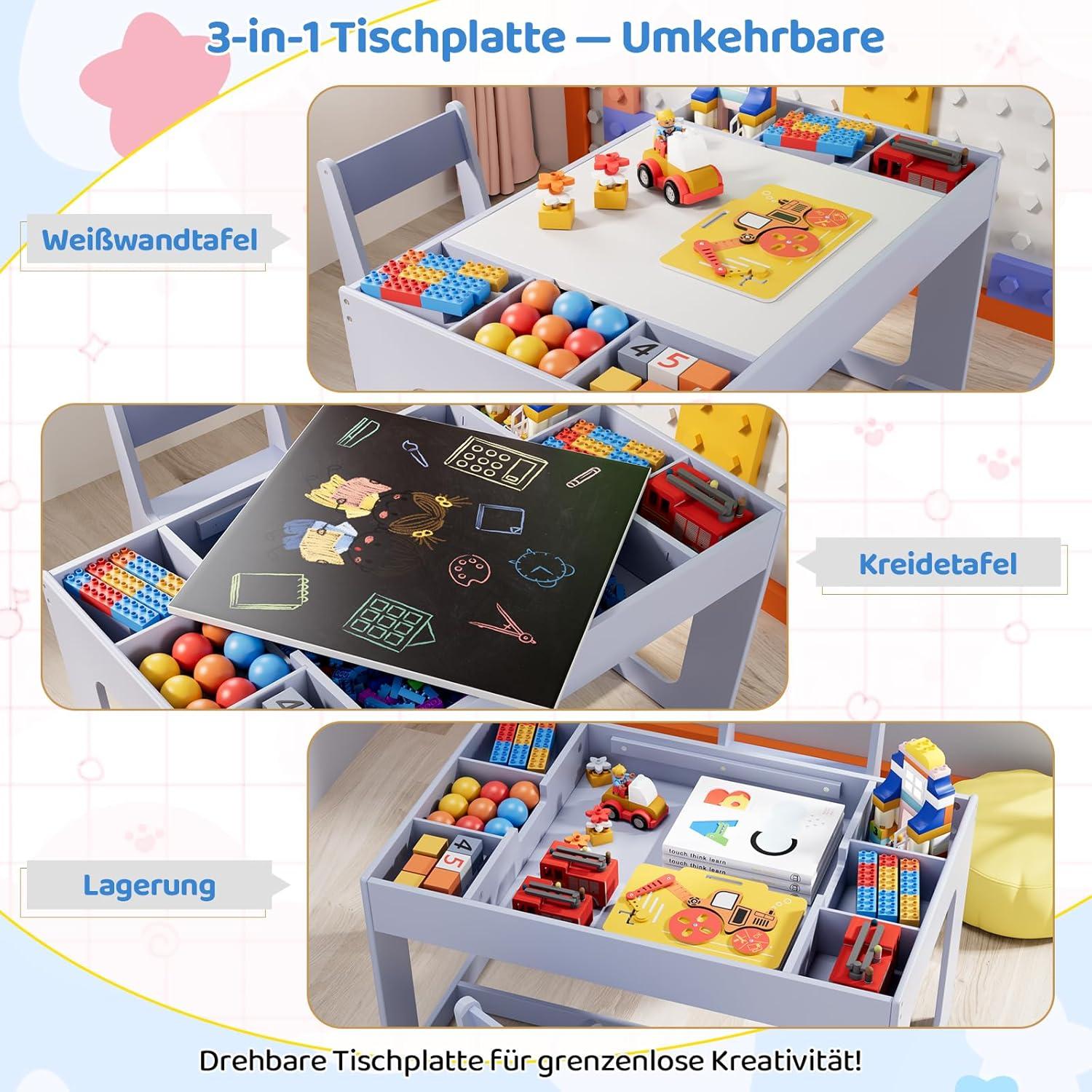 Kindersitzgruppe mit Stauraum und Tisch für Kinder ab 3 Jahren