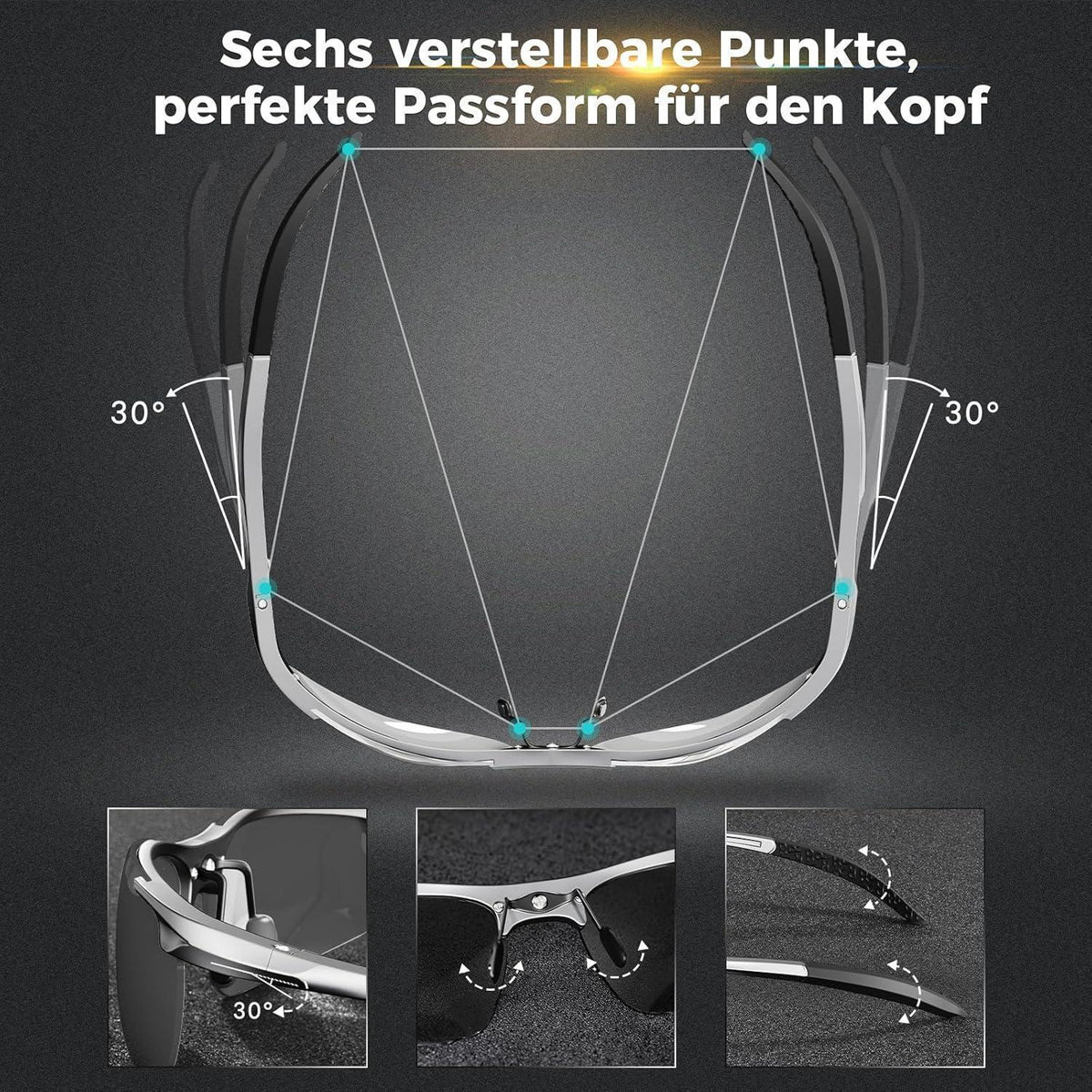 Polarisierte Sportsonnenbrille Herren mit Metallrahmen UV400