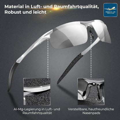 Polarisierte Sportsonnenbrille Herren mit Metallrahmen UV400