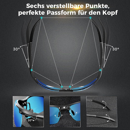 Polarisierte Sport Sonnenbrille Herren mit UV400 Schutz, Blau Verspiegelt