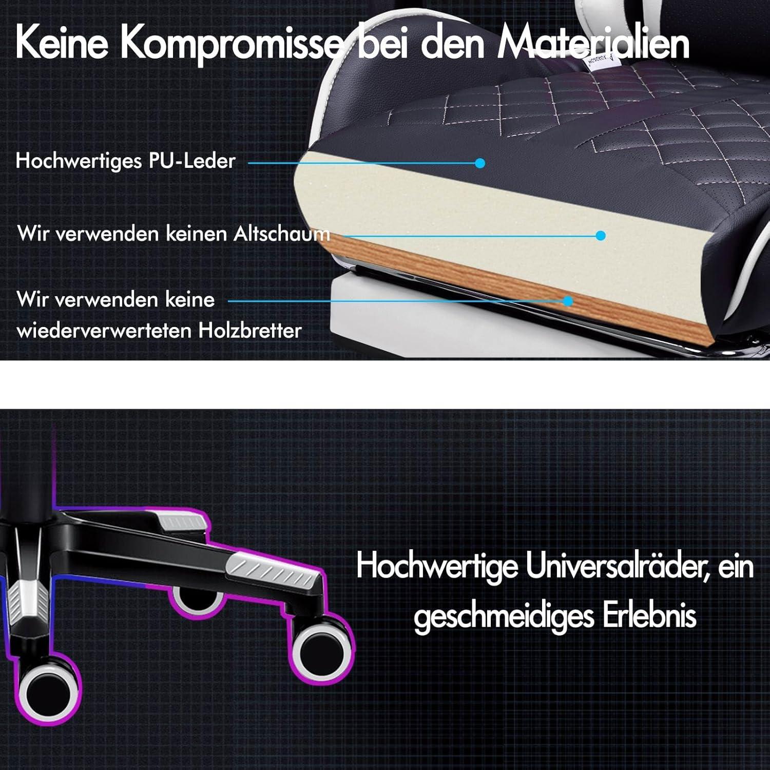 ALFORDSON Gaming-Stuhl mit Fußstütze und Lendenwirbelkissen, ergonomisch, Videospiel-Schreibtischstuhl, hohe Rückenlehne, 180 kg