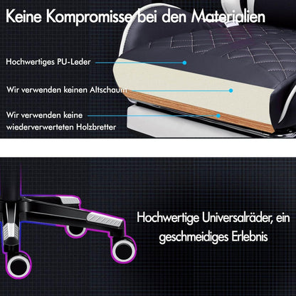 ALFORDSON Gaming-Stuhl mit Fußstütze und Lendenwirbelkissen, ergonomisch, Videospiel-Schreibtischstuhl, hohe Rückenlehne, 180 kg