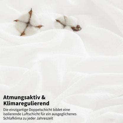 Doppelte Muslin Bettwäsche 220x240 Weiß – Weich & Atmungsaktiv