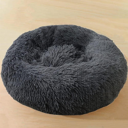 Flauschiges Hundebett XXL (120cm) Dunkelgrau – Rundes Kuschelbett