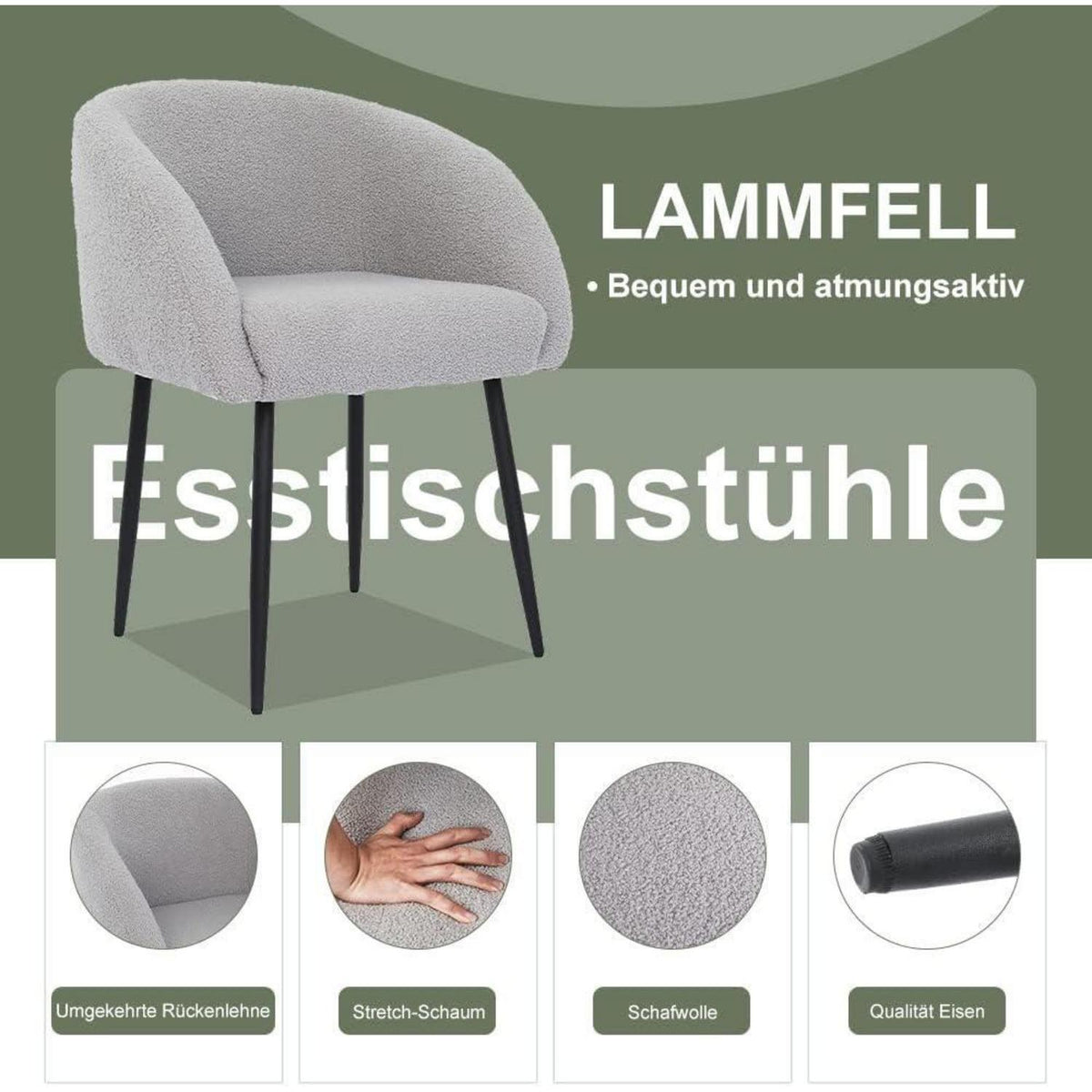 Mingone Lammwoll Sessel – Bequemer Loungesessel Grau