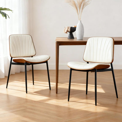 Esszimmerstühle 2er Set, Weiß - Modernes Design in Lederoptik