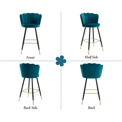 Ya-Home Samt Barhocker 2er Set, Blau – Komfortabler Tresenstuhl
