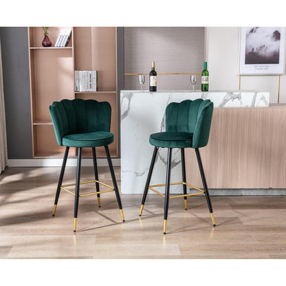 Ya-Home Samt Barhocker 2er Set – Grün, Retro Design