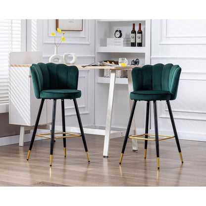 Ya-Home Samt Barhocker 2er Set – Grün, Retro Design