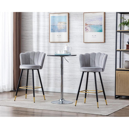 Ya-Home Samt Barhocker 2er Set – Grau, Metallbeine & Komfort