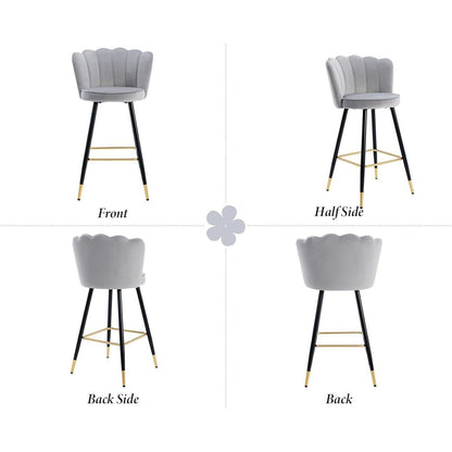 Ya-Home Samt Barhocker 2er Set – Grau, Metallbeine & Komfort