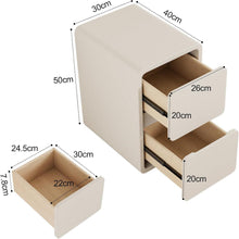 Nachttisch Schmal mit 2 Schubladen Lederoberfläche Weiß 30