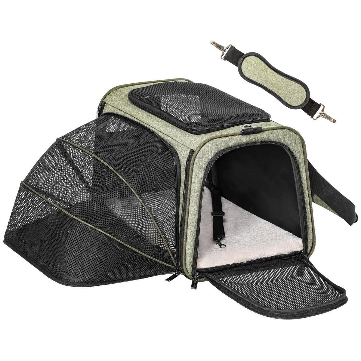 Faltbare Transporttasche für Katze & Hund – Grün, 43x50x28cm