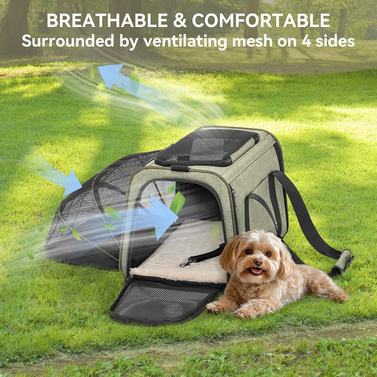 Faltbare Transporttasche für Katze & Hund – Grün, 43x50x28cm