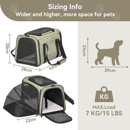 Faltbare Transporttasche für Katze & Hund – Grün, 43x50x28cm