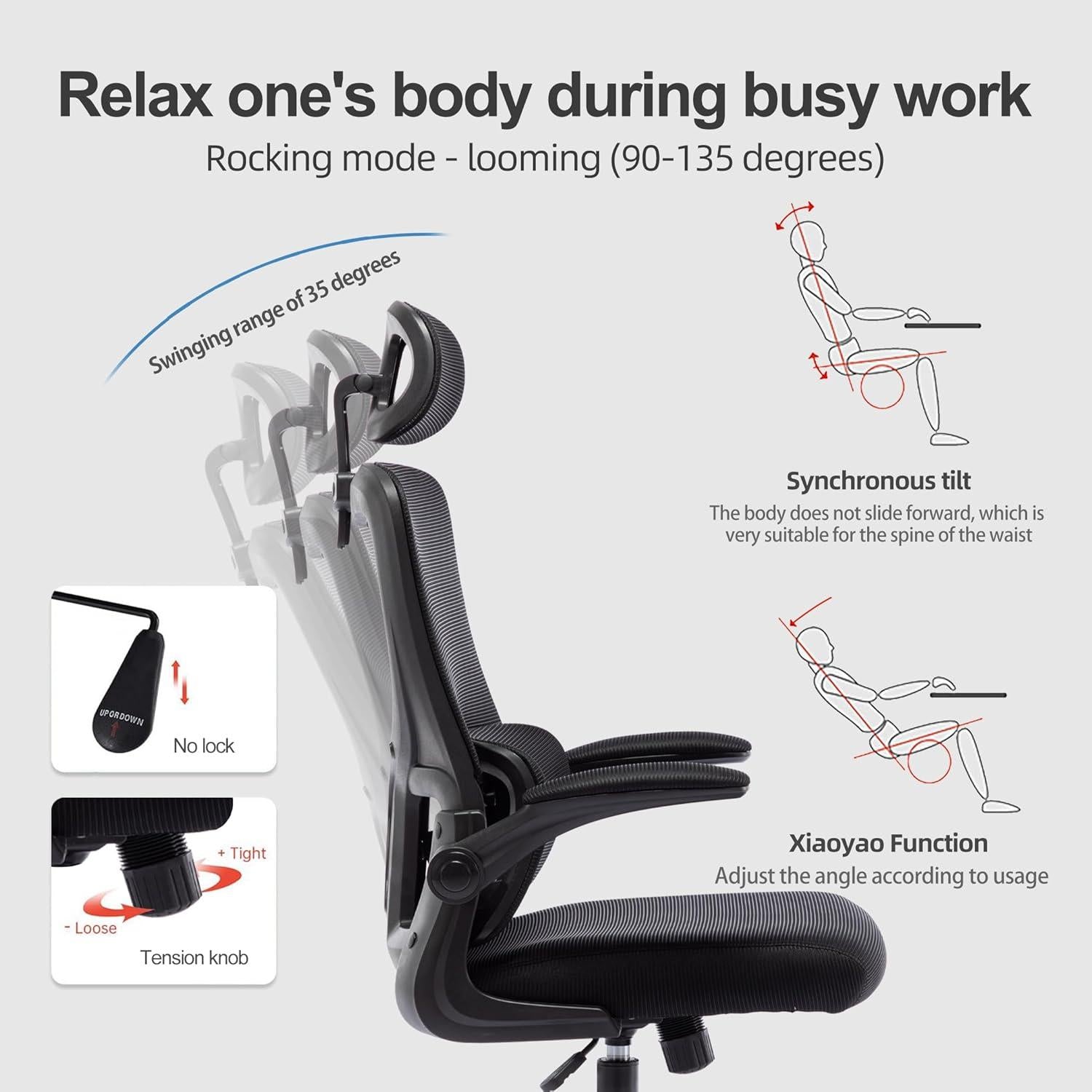 Ergonomischer Bürostuhl mit Kopfstütze und Lordosenstütze