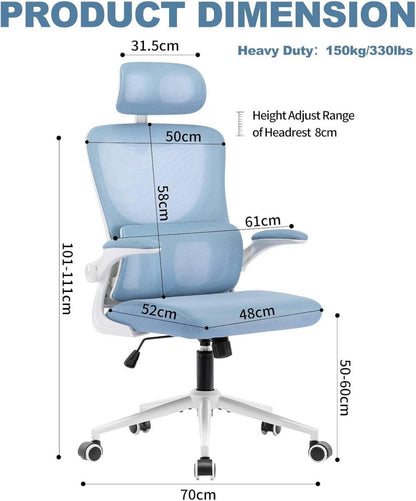 Ergonomischer Bürostuhl mit Kopfstütze und Lordosenstütze