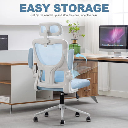Ergonomischer Bürostuhl verstellbar mit Kopfstütze und Lordosenstütze