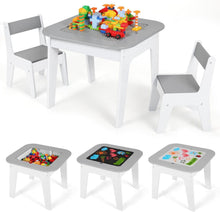 Kindertisch mit Stühlen, Maltisch, Bauklötzchen, Stauraum, Grau