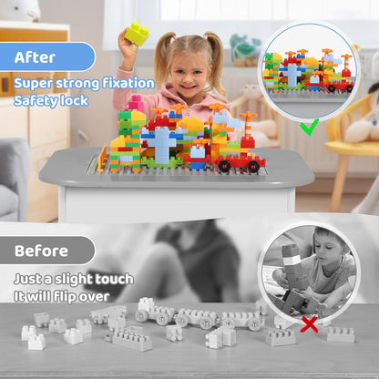 MAMIZO Kindertisch Stuhl Set Kindersitzgruppe mit Stauraum Grau