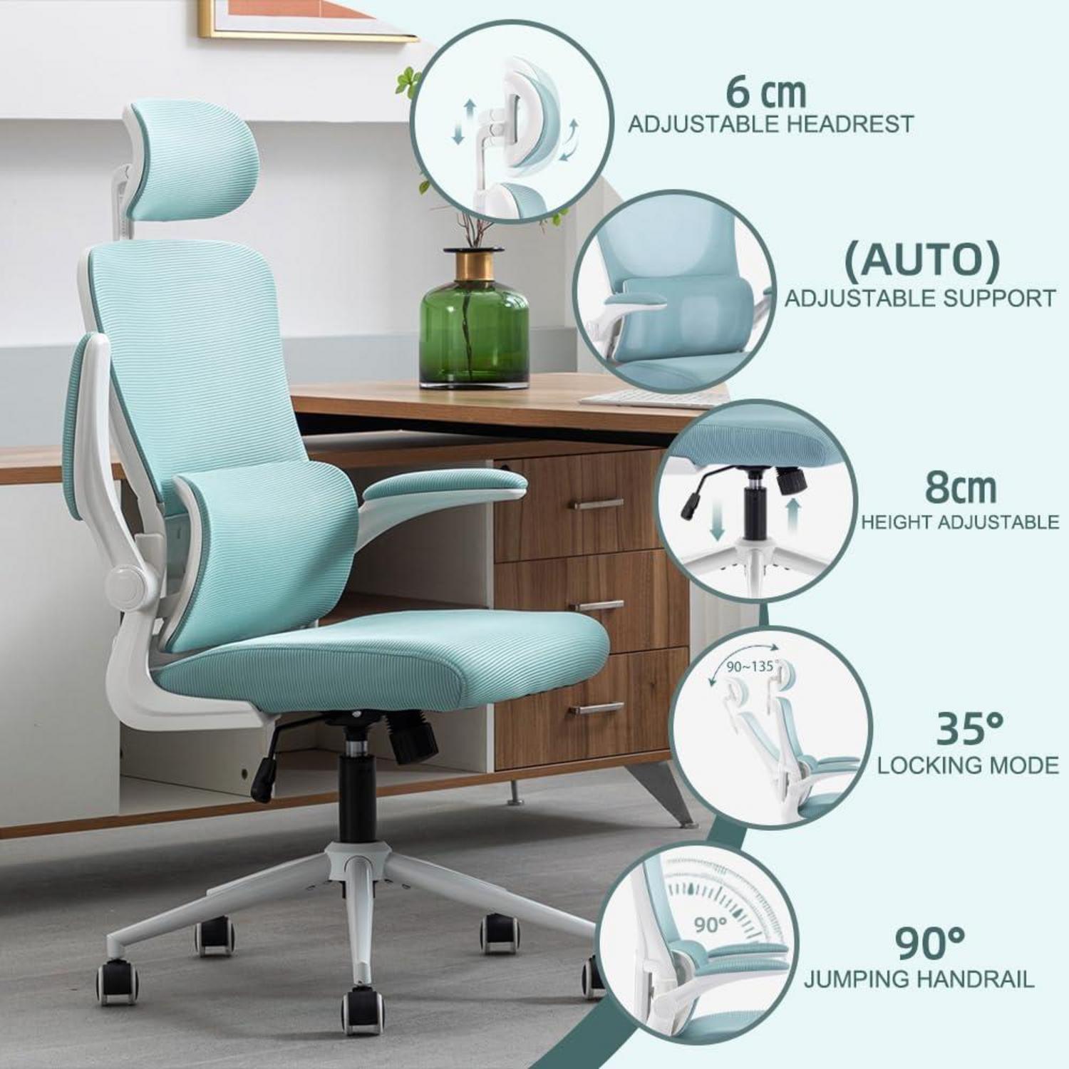Ergonomischer Bürostuhl mit Kopfstütze und Lordosenstütze