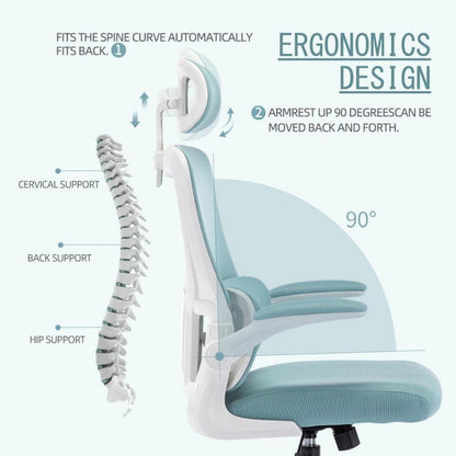 Ergonomischer Bürostuhl mit Kopfstütze und Lordosenstütze, atmungsaktiv & schaukelnd