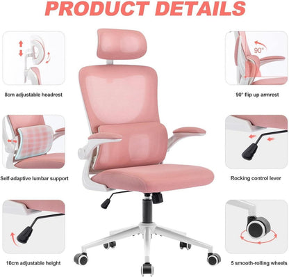 Ergonomischer Bürostuhl mit Kopfstütze und Lordosenstütze