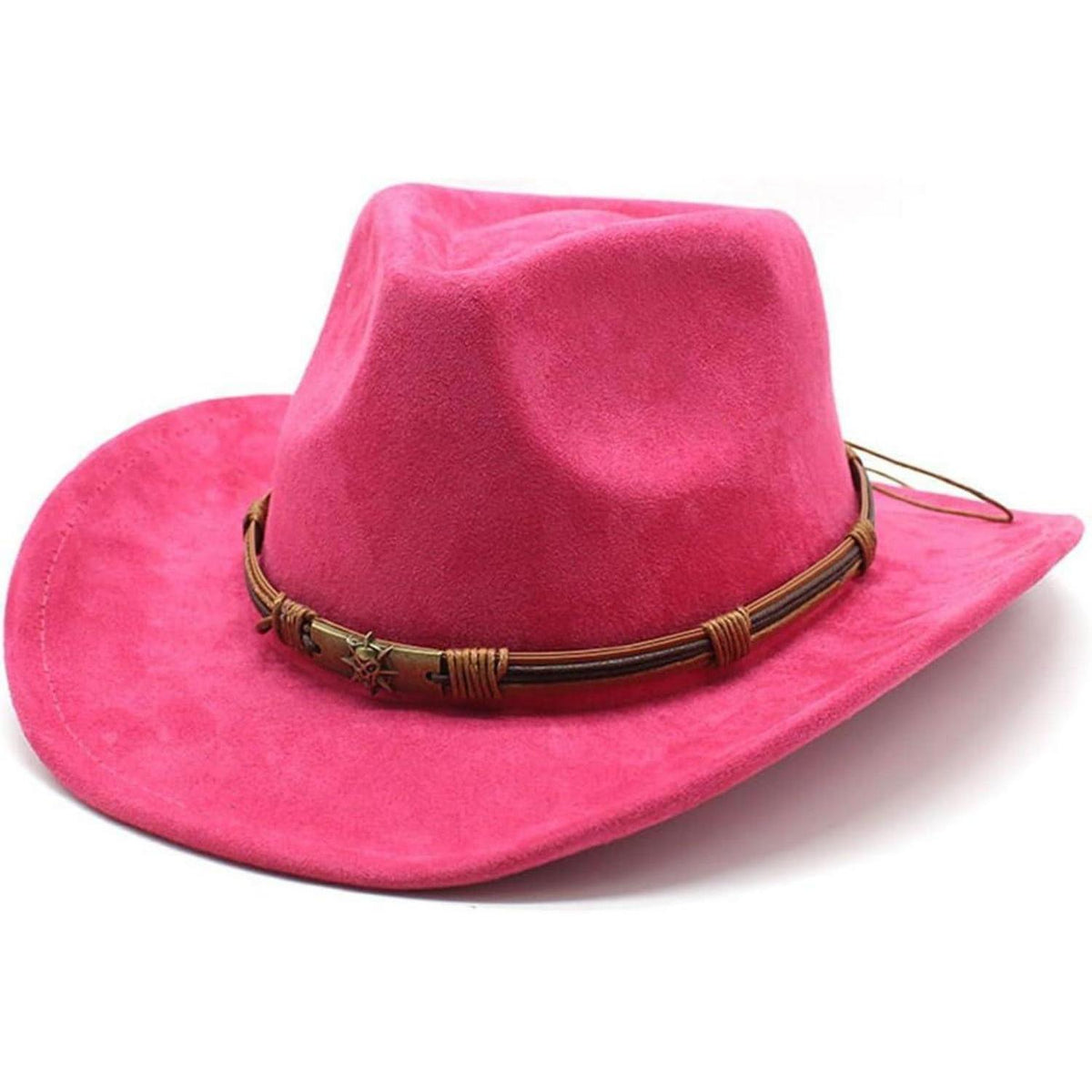 Cowboyhut Damen Herren Westernhut Rosa Rot in Lederoptik