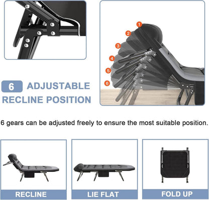 OVLRIJP Sonnenliege Klappbar 6-Fach Verstellbar Gartenliege Campingliege Schwarz
