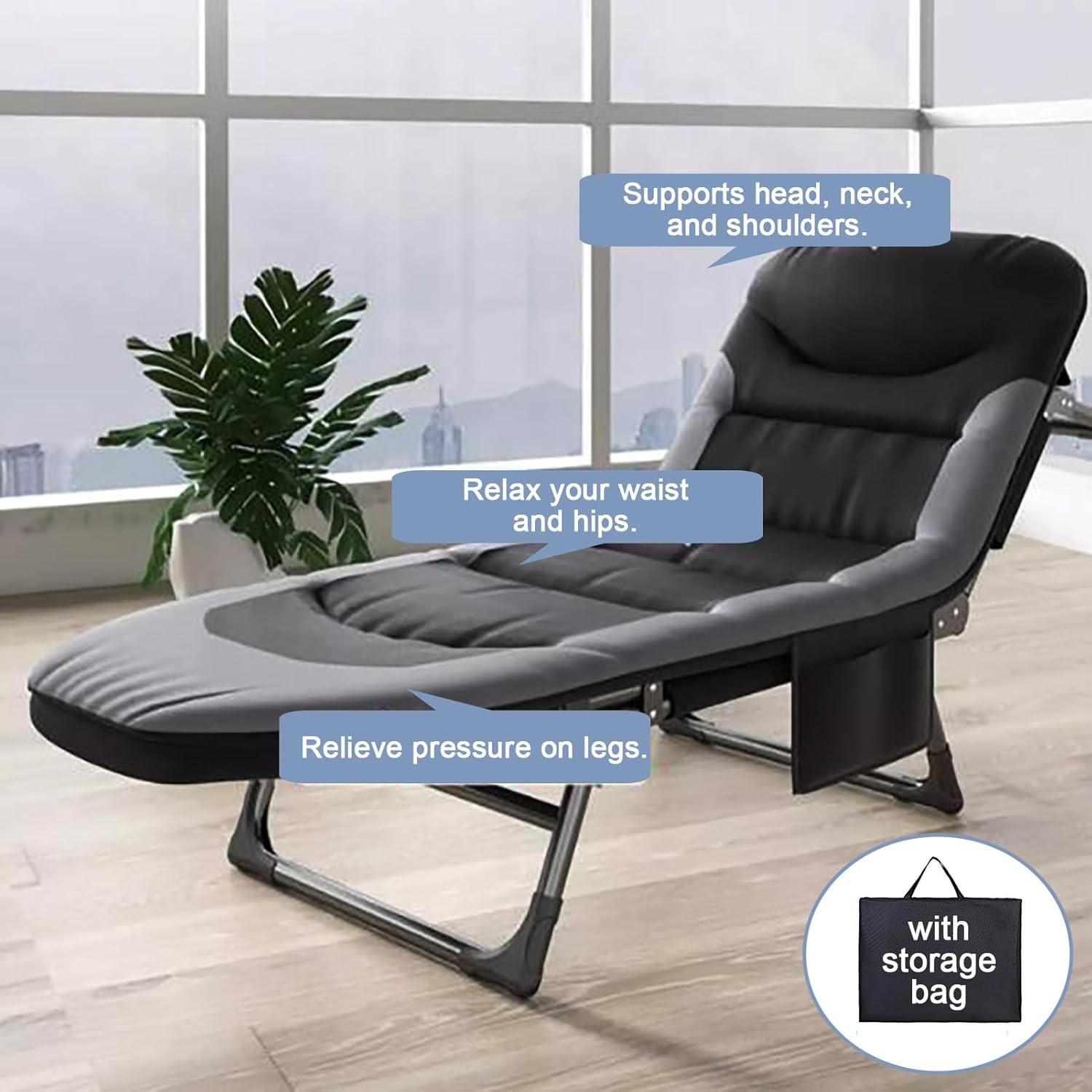 Sonnenliege Klappbar 6-Fach Verstellbar mit Seitentasche und