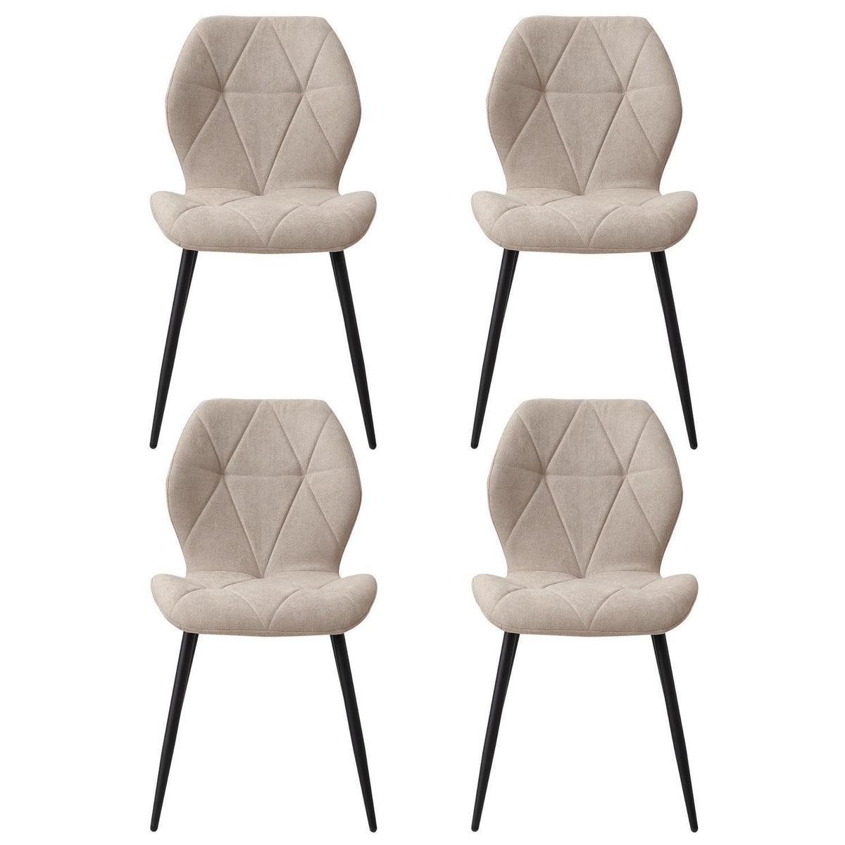 4er-Set Esszimmerstühle Leinenstoff, Beige, Gepolstert & Komfortabel