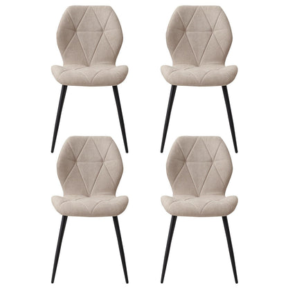 4er-Set Esszimmerstühle Leinenstoff, Beige, Gepolstert & Komfortabel