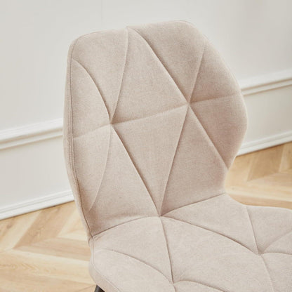 4er-Set Esszimmerstühle Leinenstoff, Beige, Gepolstert & Komfortabel