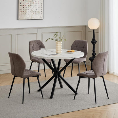 4er-Set Esszimmerstühle Leinen Braun, Gepolstert & Komfortabel
