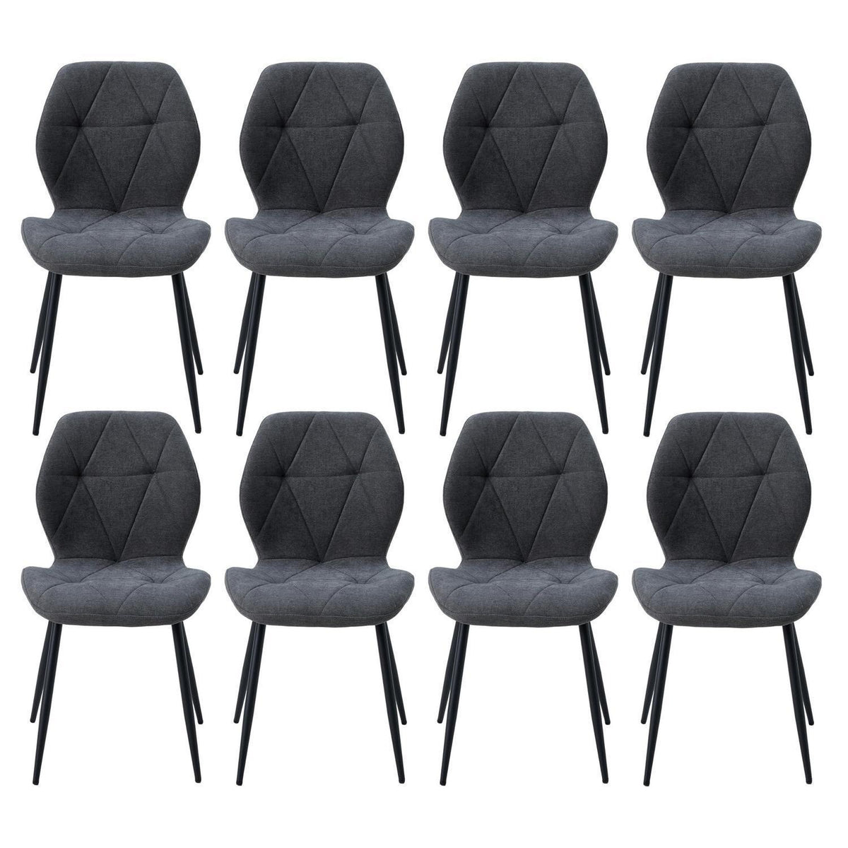 8 Esszimmerstühle Leinen-Diamant Dunkelgrau, Komfort & Design