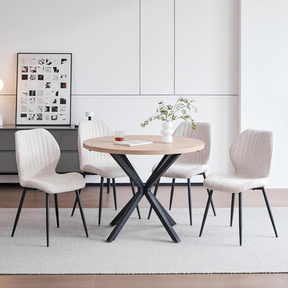4er-Set Esszimmerstühle Leinen, Schwarz, Beige – Bequem & Modern
