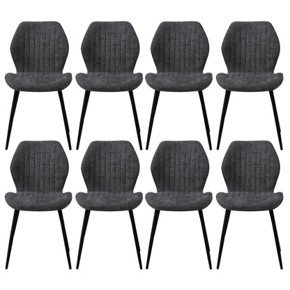 8er-Set Esszimmerstühle Leinen Schwarz – Bequemes Montagedesign