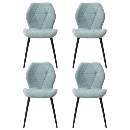 4er-Set Esszimmerstühle Mintgrün, Leinen-Diamantgewebe