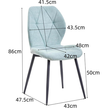 4er-Set Esszimmerstühle Mintgrün, Leinen-Diamantgewebe