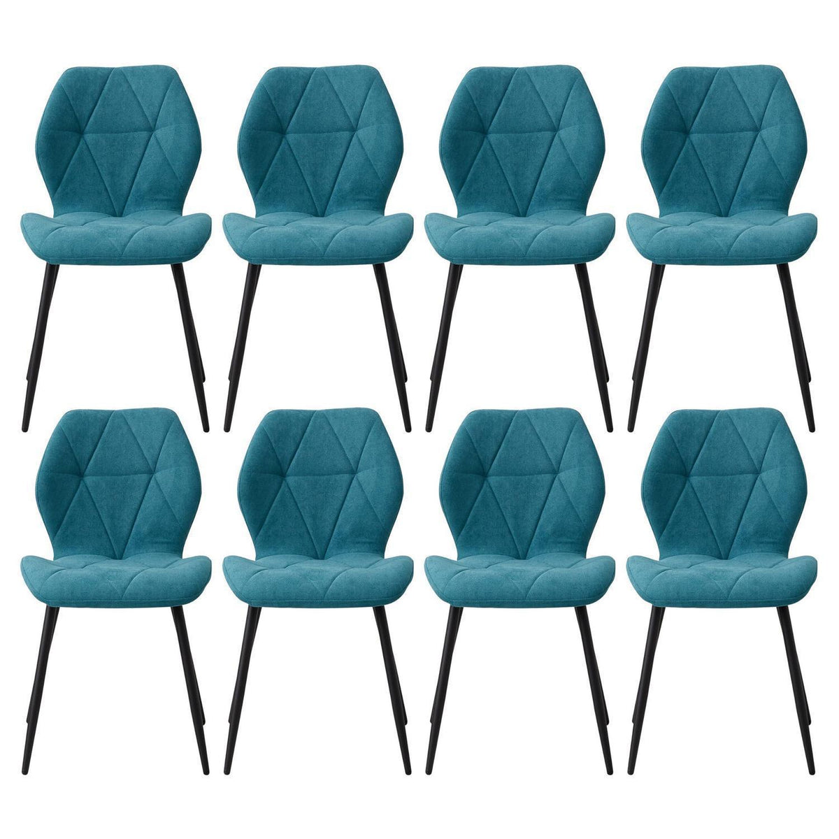 8 Esszimmerstühle Leinenstoff, gepolstert, blau