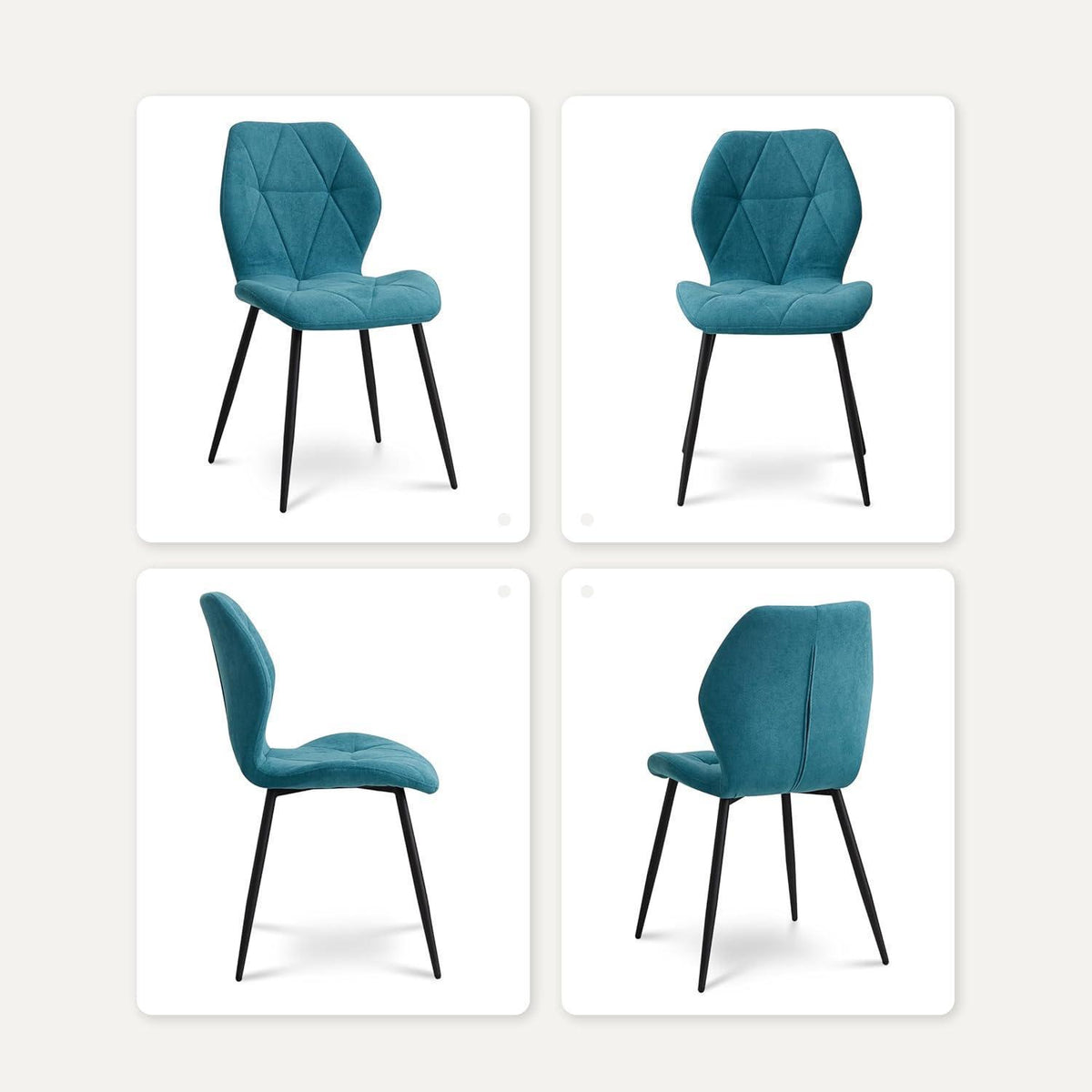 8 Esszimmerstühle Leinenstoff, gepolstert, blau