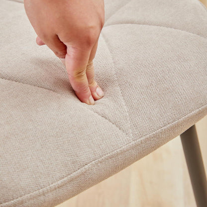 8 Esszimmerstühle Leinen-Diamant Beige, Gepolstert & Komfortabel