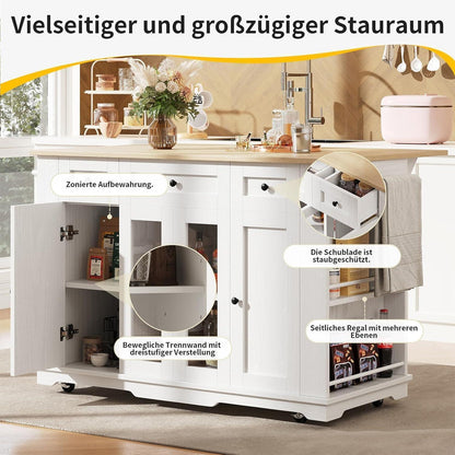 Kücheninsel mit abnehmbarer Trennwand & Glasausstattung