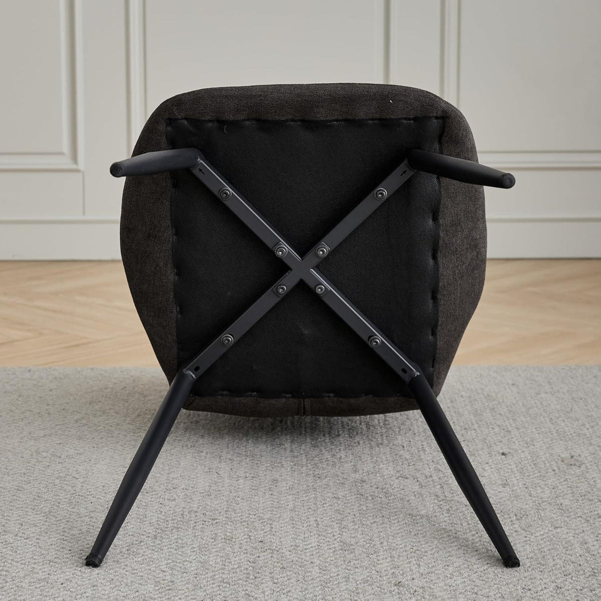 4er-Set Esszimmerstühle Leinen-Diamant Schwarz