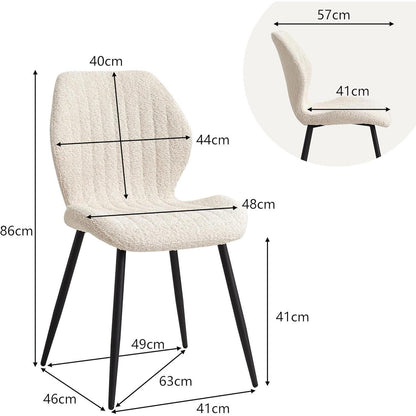 8 Esszimmerstühle Leinen Stoff Schwarz Metallbeine Beige