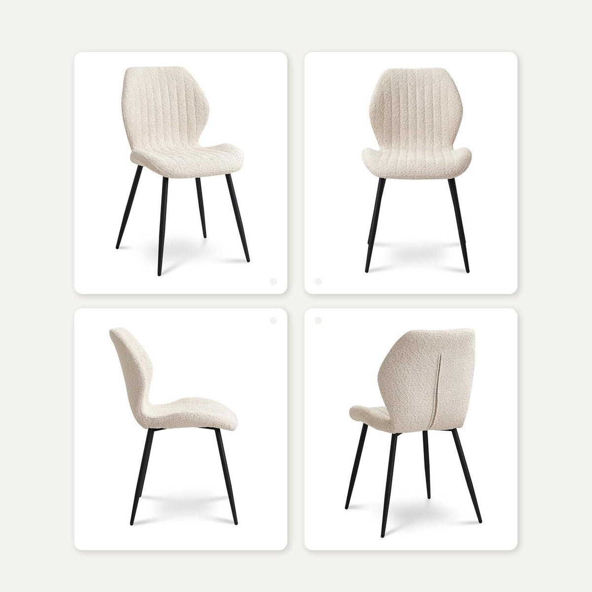 8 Esszimmerstühle Leinen Stoff Schwarz Metallbeine Beige